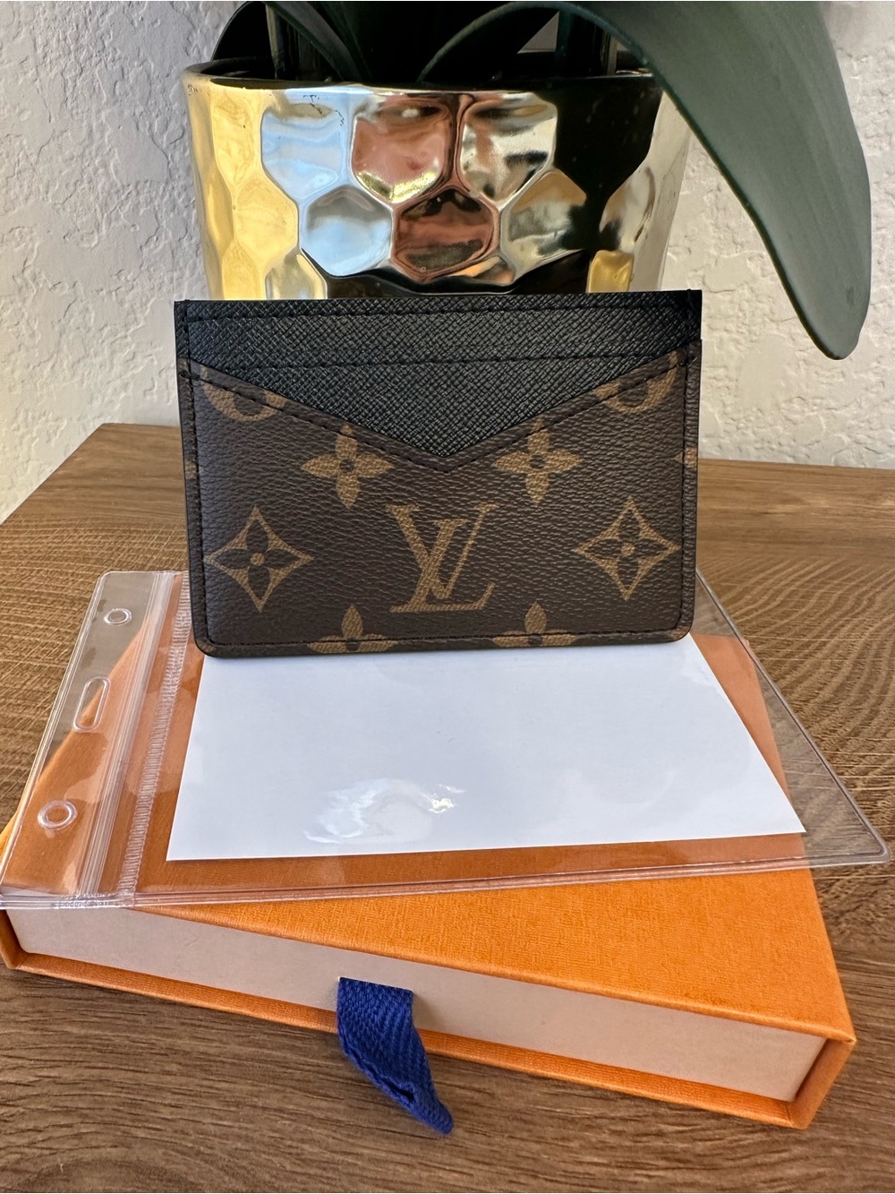 Louis Vuitton Brown Monogram Card Holder with Black Top - Picture 3 of 7